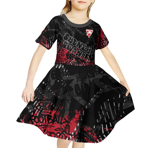 Sydney Swans Kid Short Sleeve Dress Urban Graffiti Street Art - Bold Abstract Spray Paint