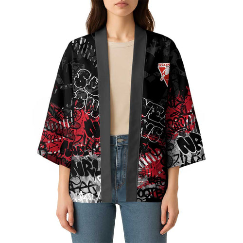 Sydney Swans Kimono Urban Graffiti Street Art - Bold Abstract Spray Paint