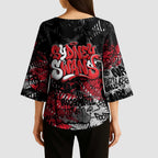 Sydney Swans Kimono Sleeve Blouse Urban Graffiti Street Art - Bold Abstract Spray Paint