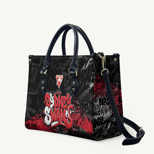 Sydney Swans Leather Bag Urban Graffiti Street Art - Bold Abstract Spray Paint