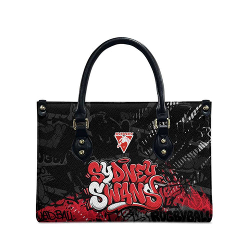 Sydney Swans Leather Bag Urban Graffiti Street Art - Bold Abstract Spray Paint