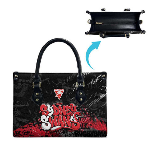 Sydney Swans Leather Bag Urban Graffiti Street Art - Bold Abstract Spray Paint