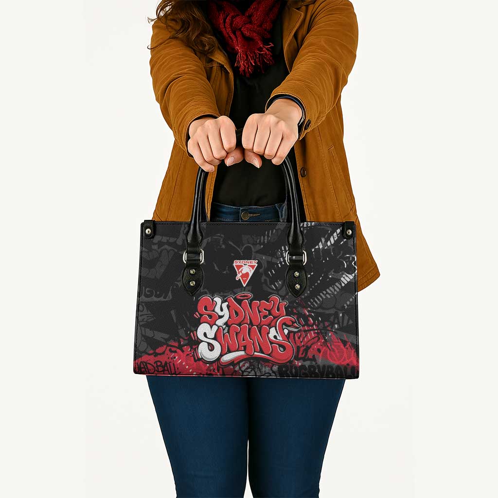 Sydney Swans Leather Bag Urban Graffiti Street Art - Bold Abstract Spray Paint