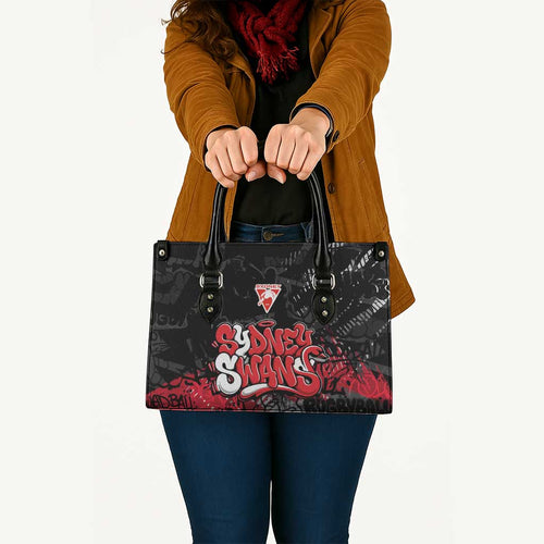 Sydney Swans Leather Bag Urban Graffiti Street Art - Bold Abstract Spray Paint
