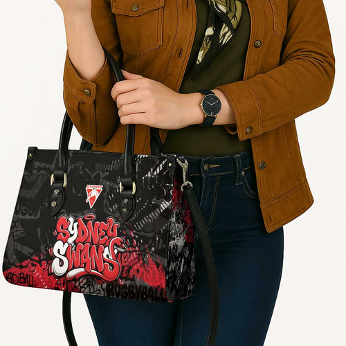 Sydney Swans Leather Bag Urban Graffiti Street Art - Bold Abstract Spray Paint
