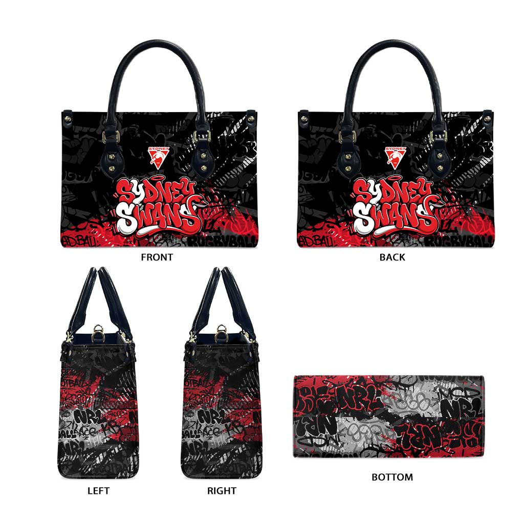 Sydney Swans Leather Bag Urban Graffiti Street Art - Bold Abstract Spray Paint