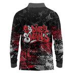 Sydney Swans Long Sleeve Polo Shirt Urban Graffiti Street Art - Bold Abstract Spray Paint