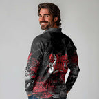 Sydney Swans Long Sleeve Polo Shirt Urban Graffiti Street Art - Bold Abstract Spray Paint
