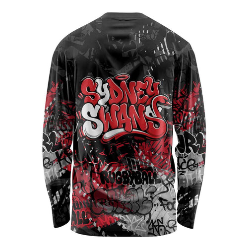 Sydney Swans Long Sleeve Shirt Urban Graffiti Street Art - Bold Abstract Spray Paint