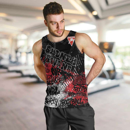 Sydney Swans Men Tank Top Urban Graffiti Street Art - Bold Abstract Spray Paint