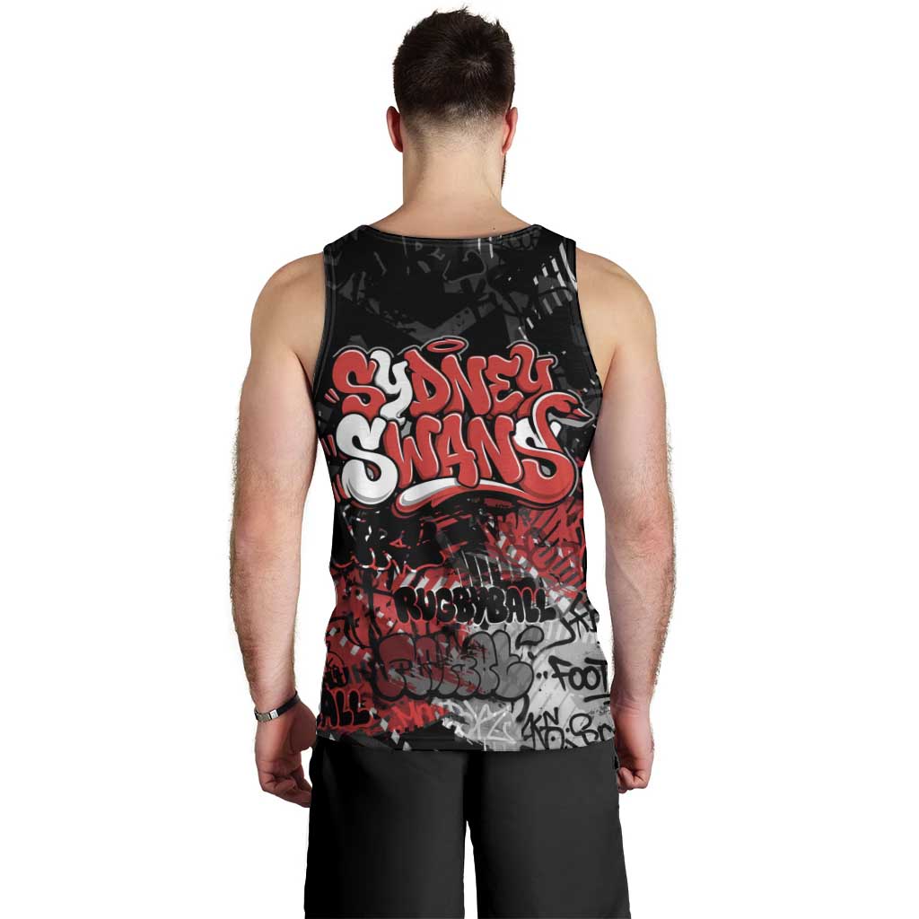 Sydney Swans Men Tank Top Urban Graffiti Street Art - Bold Abstract Spray Paint
