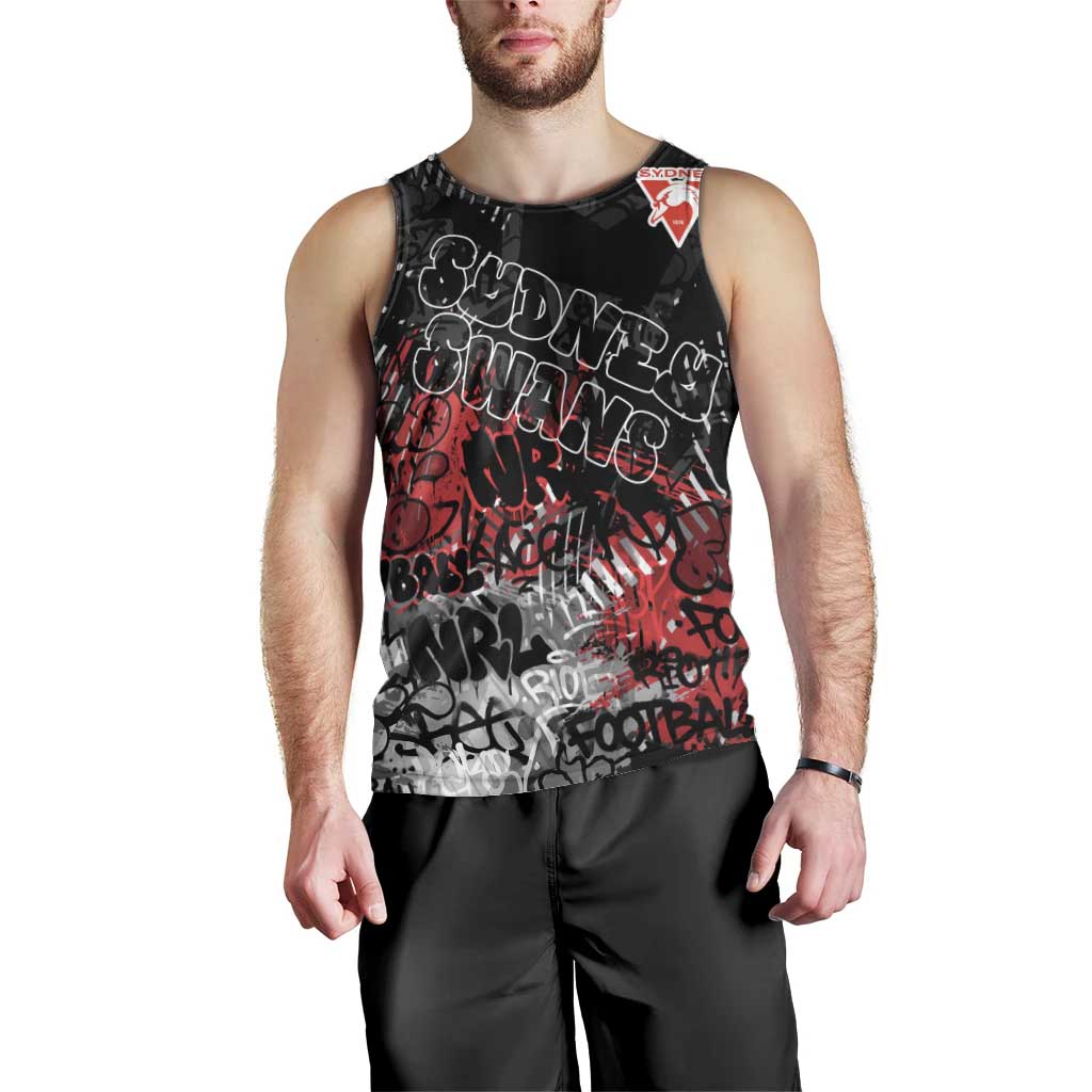 Sydney Swans Men Tank Top Urban Graffiti Street Art - Bold Abstract Spray Paint