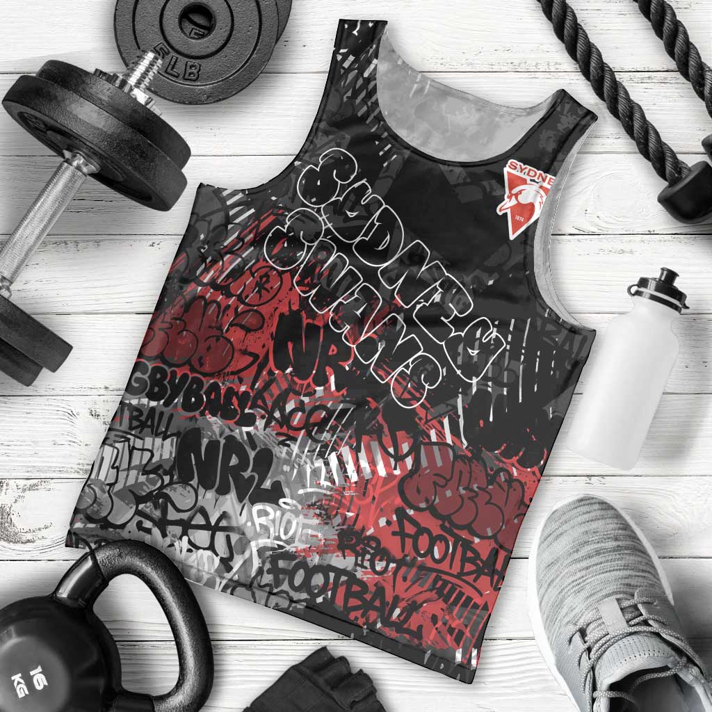 Sydney Swans Men Tank Top Urban Graffiti Street Art - Bold Abstract Spray Paint