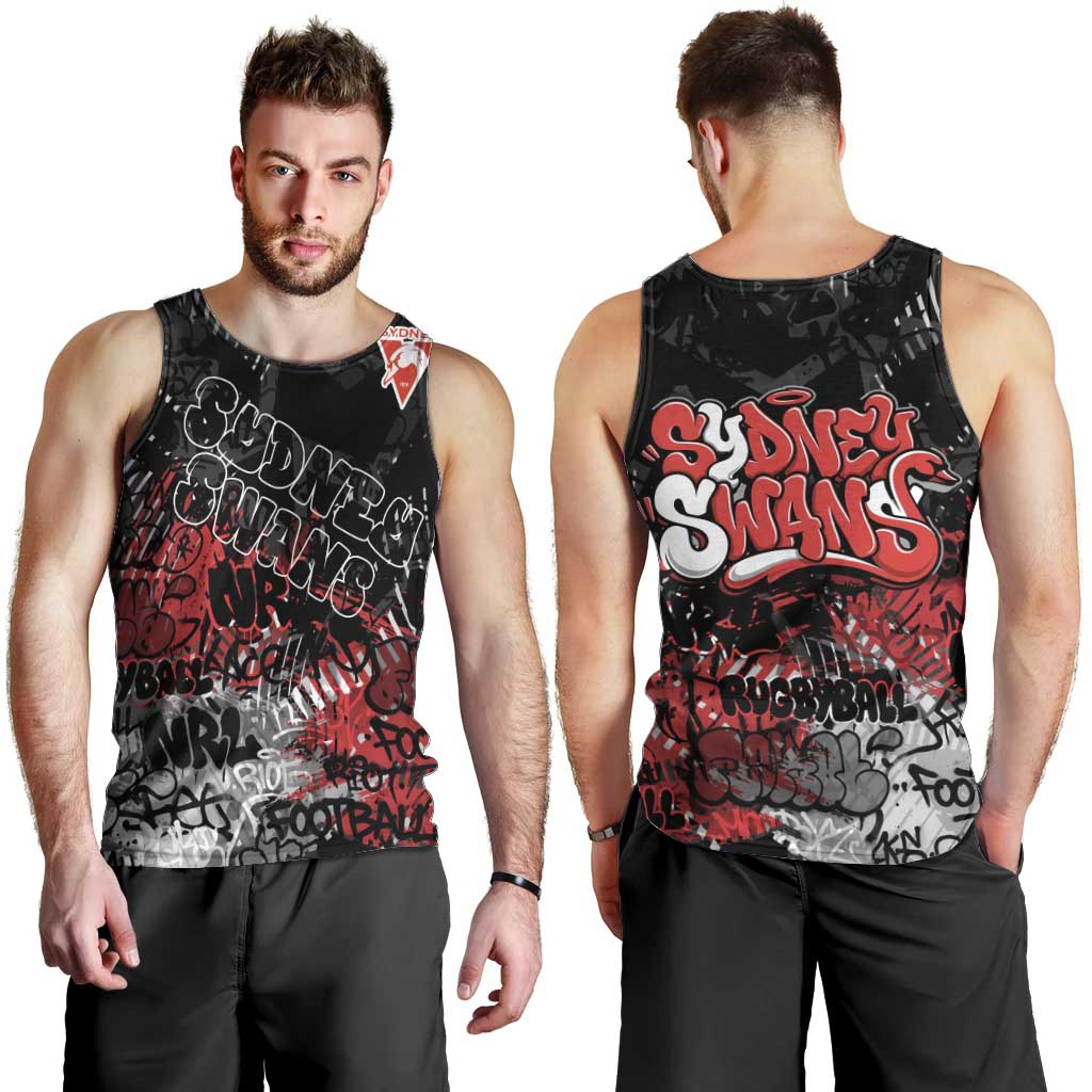 Sydney Swans Men Tank Top Urban Graffiti Street Art - Bold Abstract Spray Paint