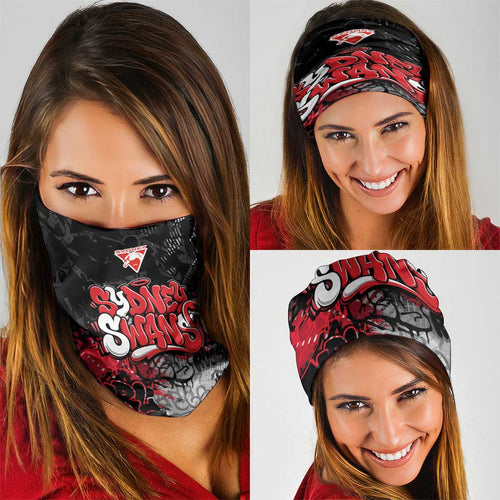 Sydney Swans Neck Gaiter Urban Graffiti Street Art - Bold Abstract Spray Paint
