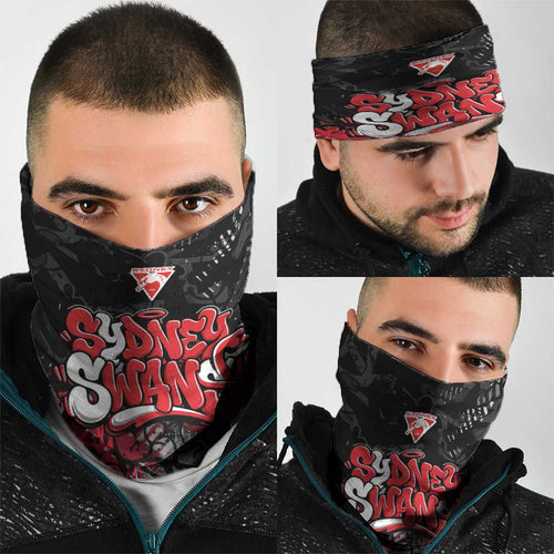 Sydney Swans Neck Gaiter Urban Graffiti Street Art - Bold Abstract Spray Paint
