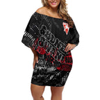Sydney Swans Off Shoulder Short Dress Urban Graffiti Street Art - Bold Abstract Spray Paint