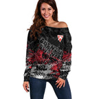 Sydney Swans Off Shoulder Sweater Urban Graffiti Street Art - Bold Abstract Spray Paint