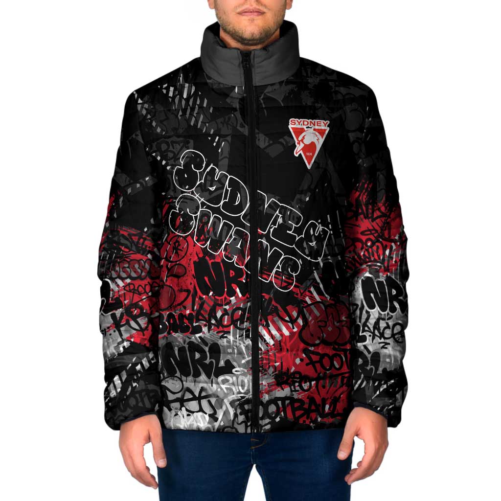 Sydney Swans Padded Jacket Urban Graffiti Street Art - Bold Abstract Spray Paint