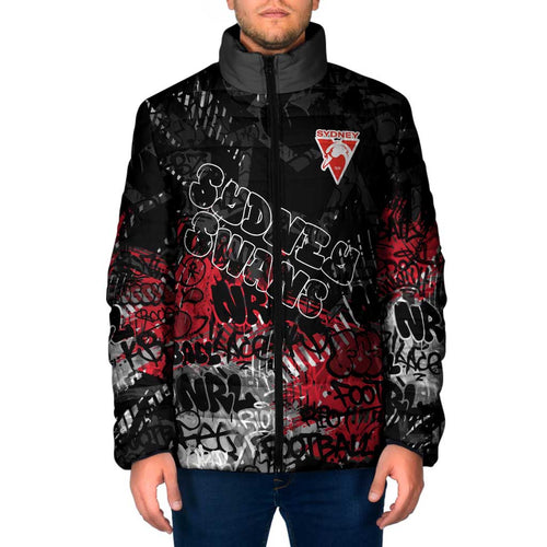 Sydney Swans Padded Jacket Urban Graffiti Street Art - Bold Abstract Spray Paint