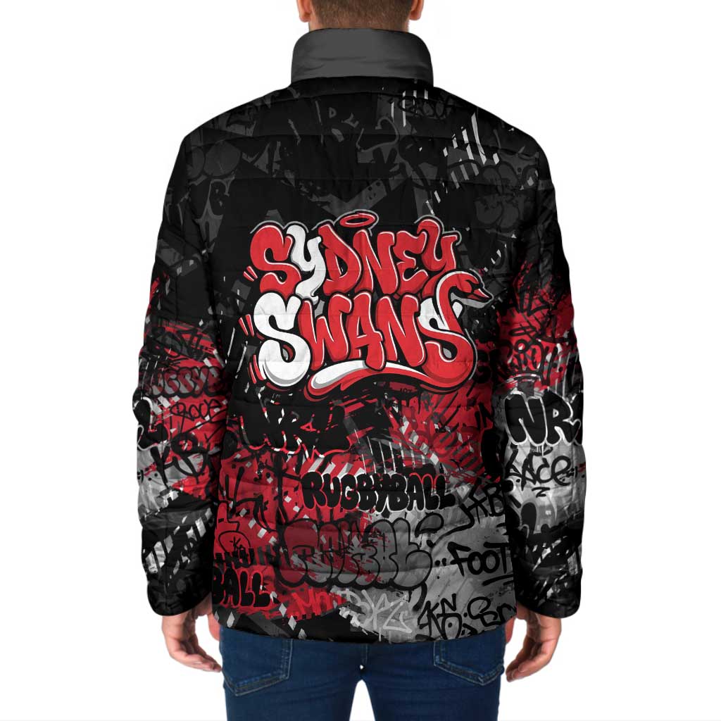 Sydney Swans Padded Jacket Urban Graffiti Street Art - Bold Abstract Spray Paint