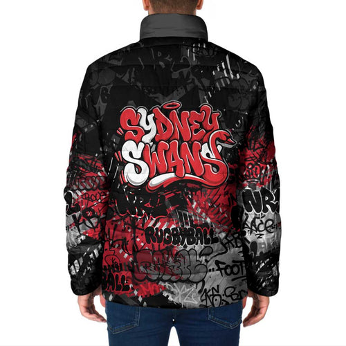 Sydney Swans Padded Jacket Urban Graffiti Street Art - Bold Abstract Spray Paint