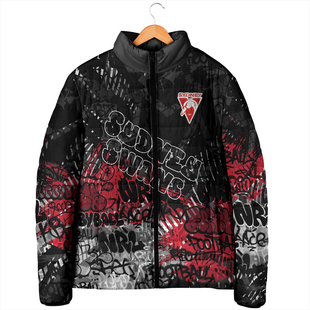 Sydney Swans Padded Jacket Urban Graffiti Street Art - Bold Abstract Spray Paint