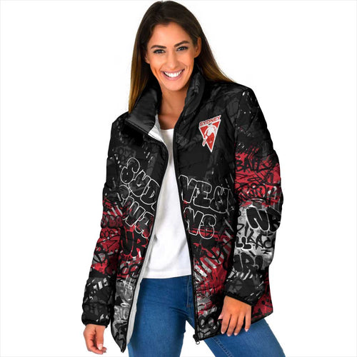 Sydney Swans Padded Jacket Urban Graffiti Street Art - Bold Abstract Spray Paint
