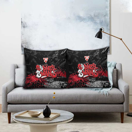 Sydney Swans Pillow Cover Urban Graffiti Street Art - Bold Abstract Spray Paint