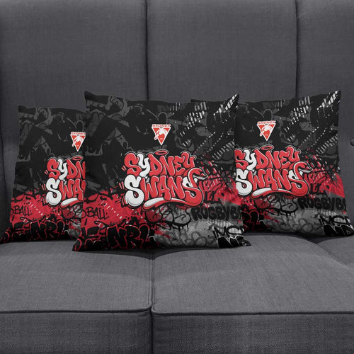 Sydney Swans Pillow Cover Urban Graffiti Street Art - Bold Abstract Spray Paint