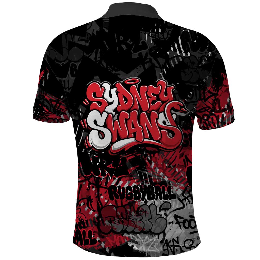 Sydney Swans Polo Shirt Urban Graffiti Street Art - Bold Abstract Spray Paint