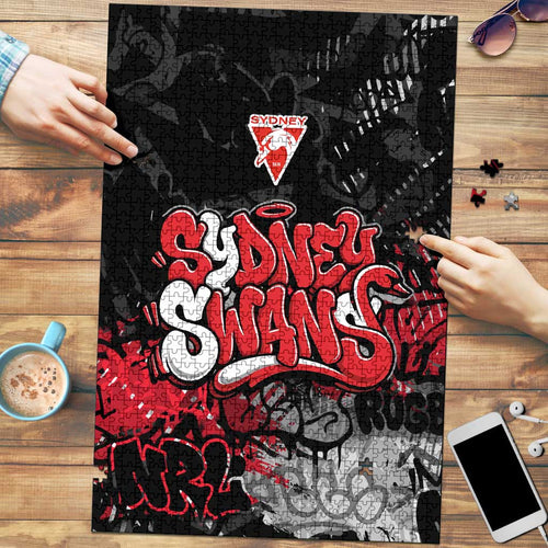 Sydney Swans Puzzle Urban Graffiti Street Art - Bold Abstract Spray Paint