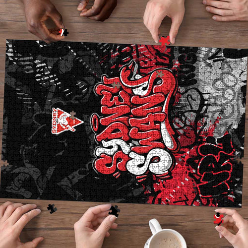 Sydney Swans Puzzle Urban Graffiti Street Art - Bold Abstract Spray Paint