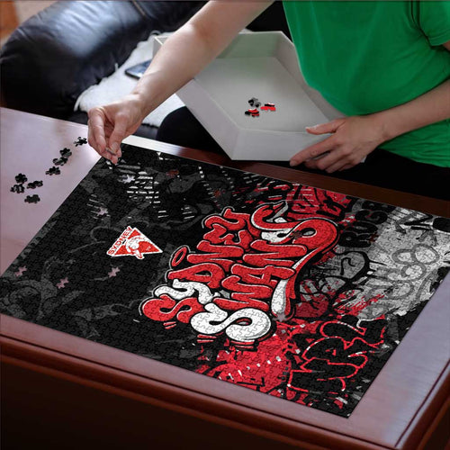Sydney Swans Puzzle Urban Graffiti Street Art - Bold Abstract Spray Paint