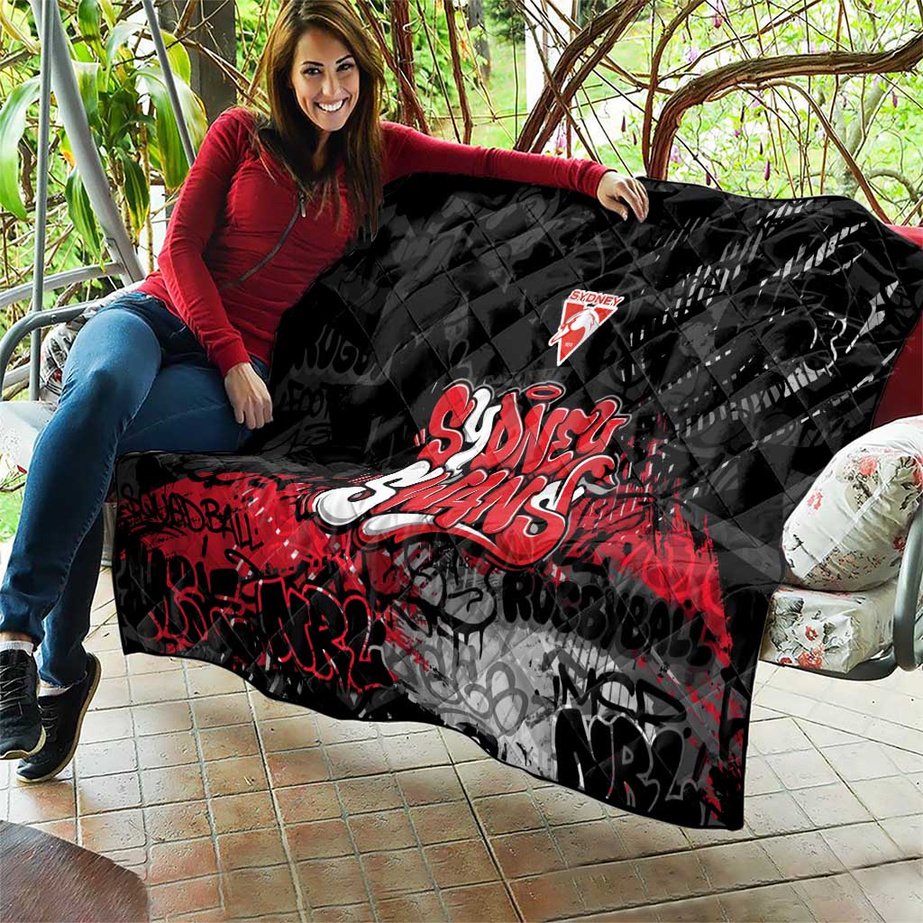 Sydney Swans Quilt Urban Graffiti Street Art - Bold Abstract Spray Paint