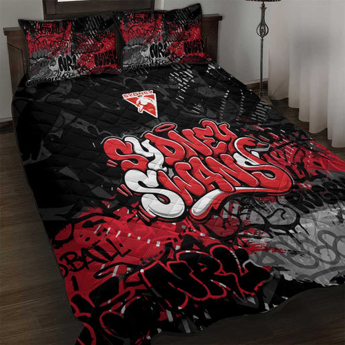 Sydney Swans Quilt Bed Set Urban Graffiti Street Art - Bold Abstract Spray Paint