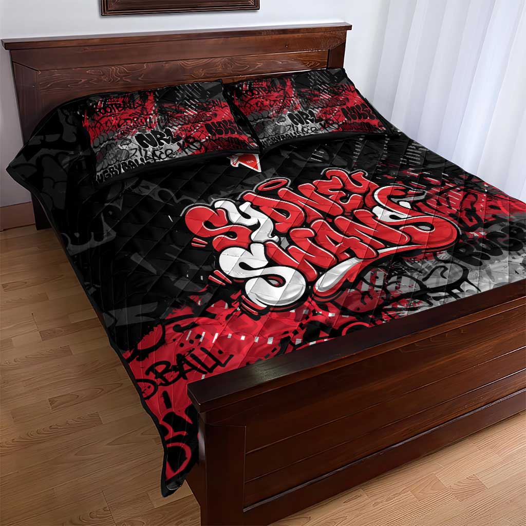 Sydney Swans Quilt Bed Set Urban Graffiti Street Art - Bold Abstract Spray Paint