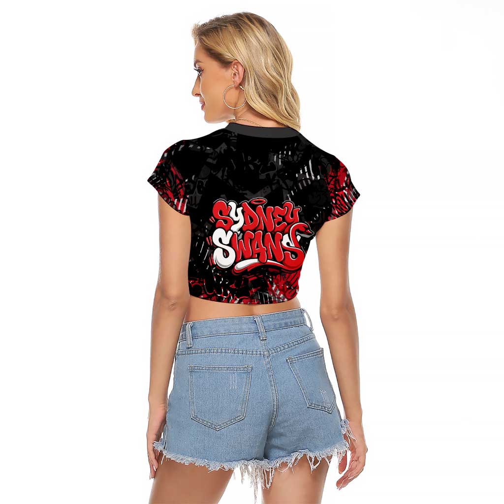 Sydney Swans Raglan Cropped T Shirt Urban Graffiti Street Art - Bold Abstract Spray Paint