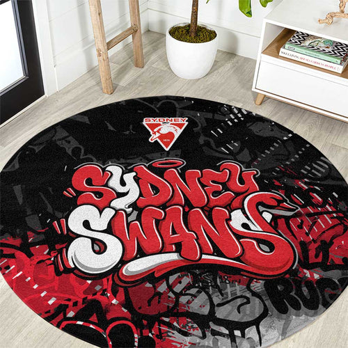 Sydney Swans Round Carpet Urban Graffiti Street Art - Bold Abstract Spray Paint