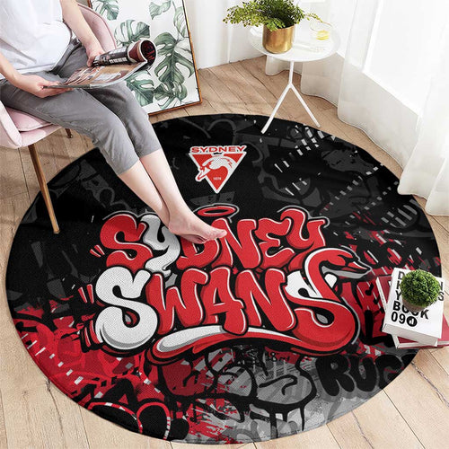 Sydney Swans Round Carpet Urban Graffiti Street Art - Bold Abstract Spray Paint