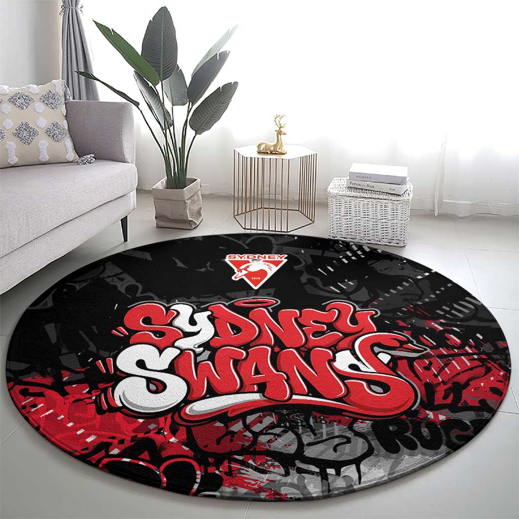 Sydney Swans Round Carpet Urban Graffiti Street Art - Bold Abstract Spray Paint