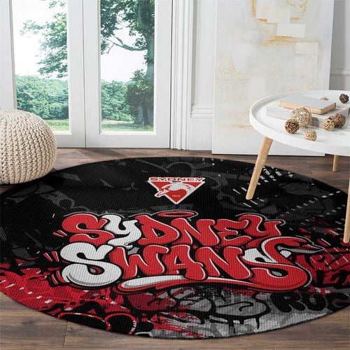 Sydney Swans Round Carpet Urban Graffiti Street Art - Bold Abstract Spray Paint