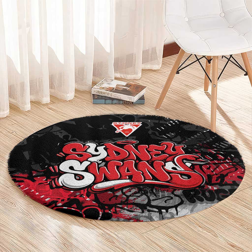 Sydney Swans Round Carpet Urban Graffiti Street Art - Bold Abstract Spray Paint