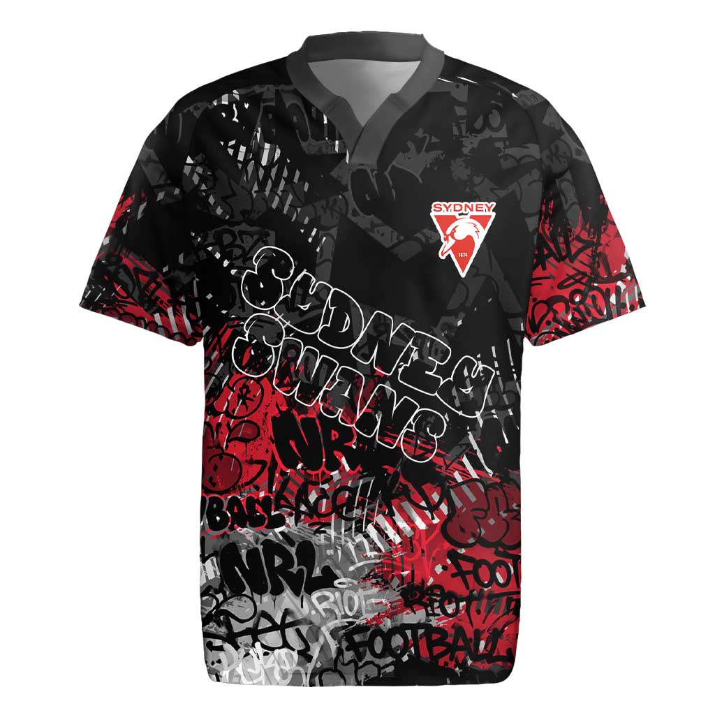 Sydney Swans Rugby Jersey Urban Graffiti Street Art - Bold Abstract Spray Paint