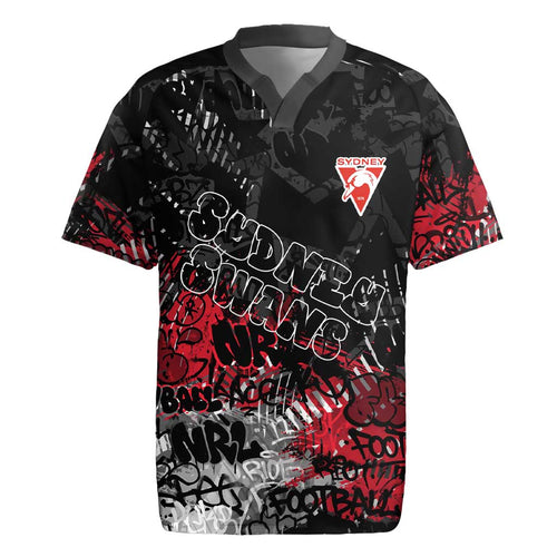 Sydney Swans Rugby Jersey Urban Graffiti Street Art - Bold Abstract Spray Paint