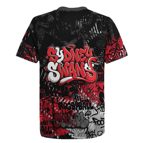 Sydney Swans Rugby Jersey Urban Graffiti Street Art - Bold Abstract Spray Paint