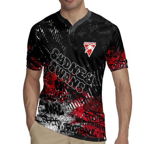 Sydney Swans Rugby Jersey Urban Graffiti Street Art - Bold Abstract Spray Paint