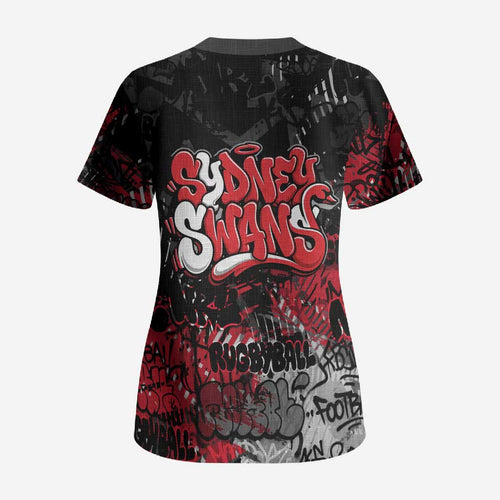Sydney Swans Scrub Top Urban Graffiti Street Art - Bold Abstract Spray Paint