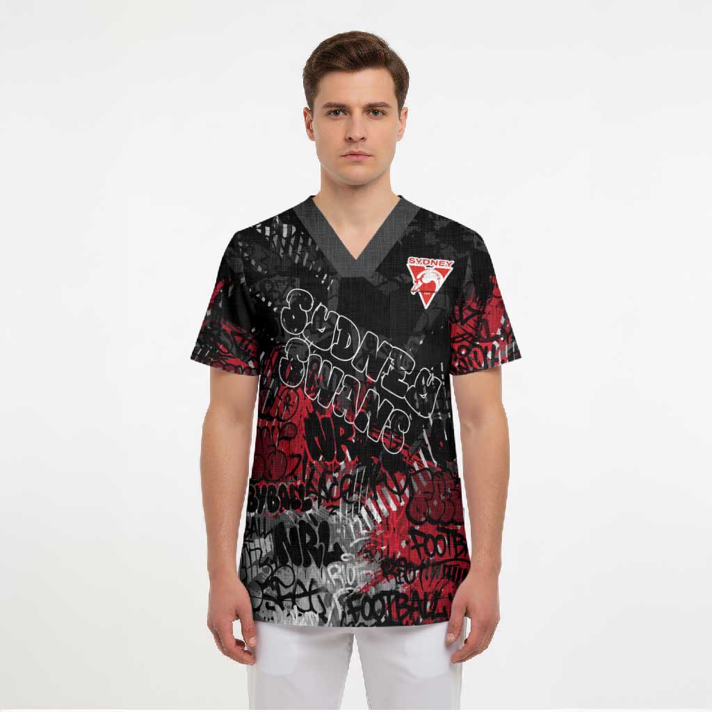 Sydney Swans Scrub Top Urban Graffiti Street Art - Bold Abstract Spray Paint