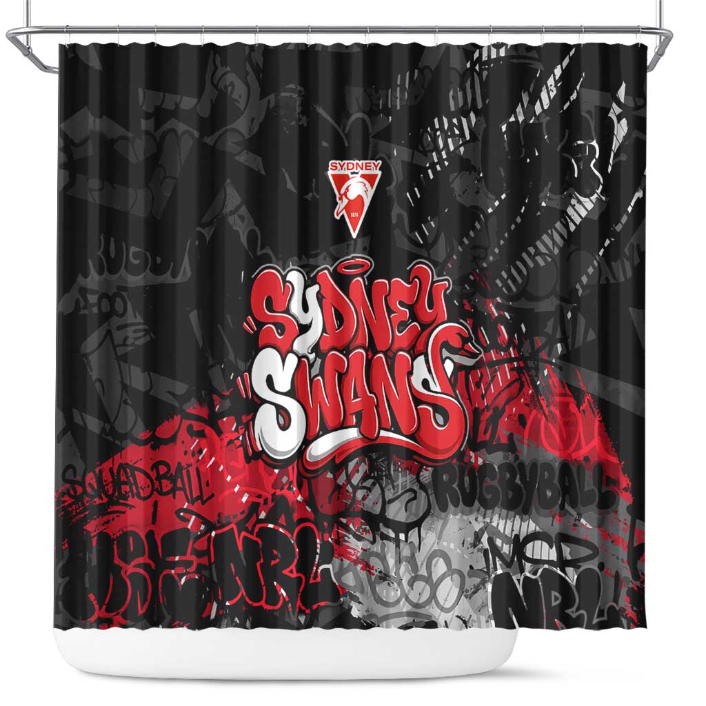 Sydney Swans Shower Curtain Urban Graffiti Street Art - Bold Abstract Spray Paint